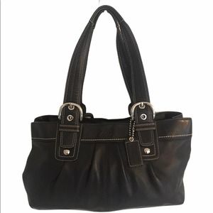 Coach Pleated Black Leather SOHO Purse Bag F13732